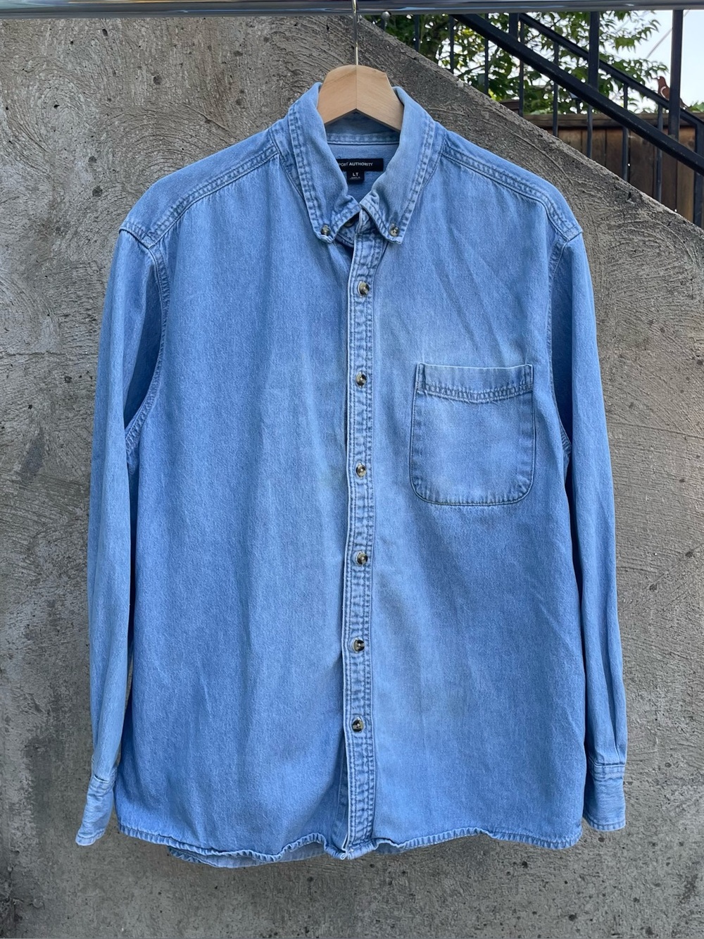 Blue Port Authority denim button up shirt size large tall